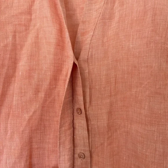 Nic + Zoe 100% Linen Button Down XS Peach Casual Spring Effortless Natural Fiber - Picture 3 of 6